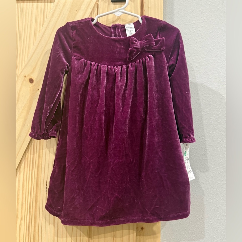 Girls Carter's Velvet Plum Kids Dress